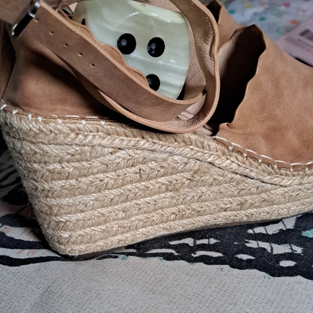 CCOCCI Tan Espadrille Sandals with Ankle Strap